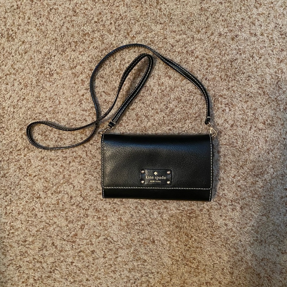Black Kate Spade clutch with removable strap